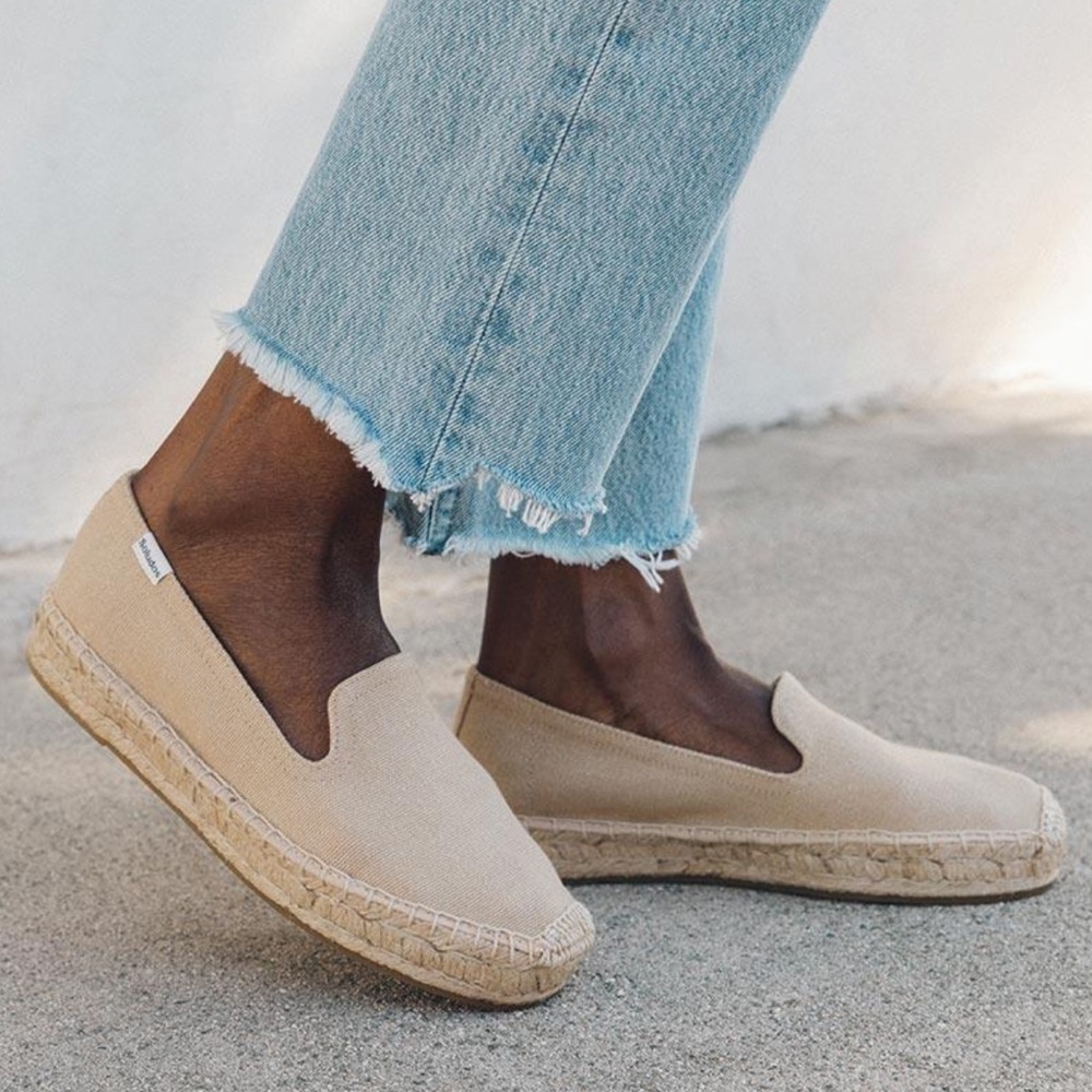 Soludos Seville smoking slipper platform, taupe, size 8.5